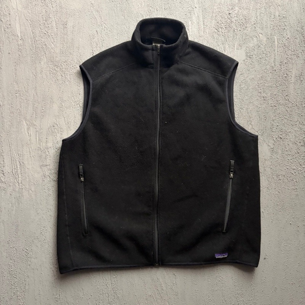Vintage Patagonia Synchilla Fleece Vest XXL Black 1990s Full Zip Outdoor